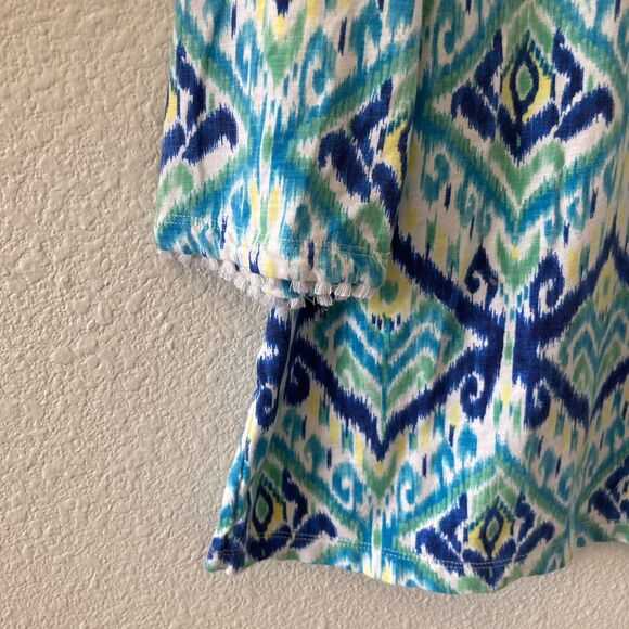 Tommy Bahama Women's Tunic Top Imali Ikat Kiera Blue Green 3/4 Sleeves Size Sm - Picture 6 of 13